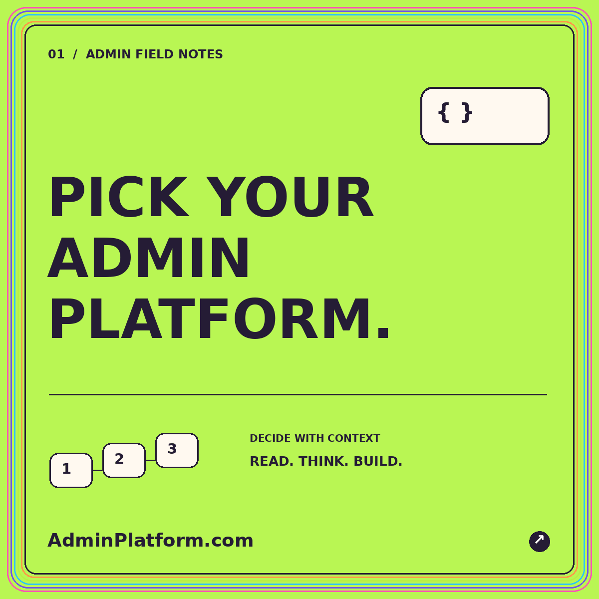 How to choose an admin platform that fits your workflow — colorful AdminPlatform.com typography card